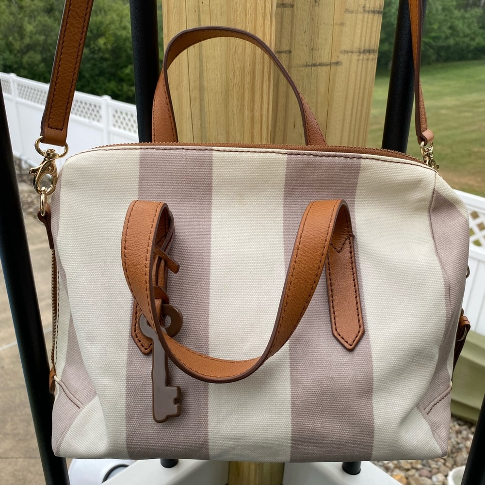 Fossil coated canvas convertible satchel